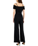 Tahari Asl Women's Off-The-Shoulder Wide-Leg Crepe Jumpsuit 2AM532-T2 Black 14