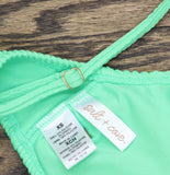 Salt + Cove Rib Scrunch Scoop-Neck Bralette Bikini Top Mint Tea Green XS