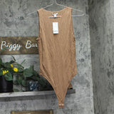 Bar III Womens Crewneck Crepe Bodysuit 100135082 Library Oak Brown L