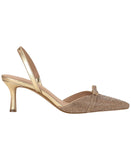 INC International Concepts Gelsey Slingback Kitten-Heel Pumps Gold Crystal 5M