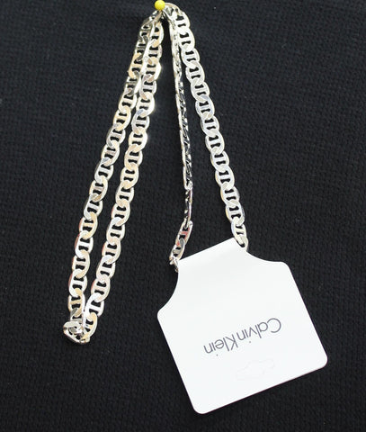 Calvin Klein Sterling Silver Mariner Link Flat Chain Necklace Silver Gray 20"