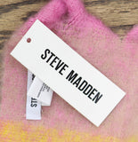 Steve Madden Varsity Striped Fringe Wrap Scarf Oversized Fuzzy Pink Multi