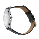 Peugeot Watch with Bold Arabic Numerals and Leather Band Black / Silver Gray