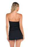 La Blanca Womens Island Goddess Ruffled Bandeau Tankini Swimsuit Top Black 8