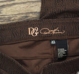 DG2 by Diane Gilman Ponte Mini Flare Skinny Pull On Pants Brown Snake Print XS