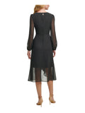 Tommy Hilfiger Surplice Neckline Knee Length Evening Hi-Lo Dress Black Multi 16