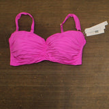 Bleu By Rod Beattie Shirred Bikini Swim Top With Molded Cups Dahlia Pink 36DD