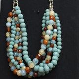 Lane Bryant Collar Multi Strand Beaded Necklace Silver Gray / Blue Multi 19"