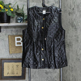 Slinky Brand Womens Faux Leather Quilted Vest 689698 Black L