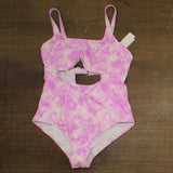 Salt + Cove Cutout One-Piece Swimsuit with Adjustable Straps Pink Multi 0X