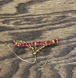 Crystal Slider Adjustable Tennis Bracelet Gold / Red Pink