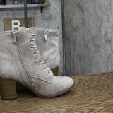 Journee Collection Lace Up Block Heel Faux Suede Combat Boots BAYLOR Gray 9M