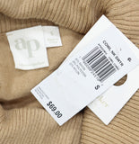 Adyson Parker Cowlneck Long Sleeved Ribbed Knit Sweater Beige Brown S