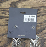 Z by Zaxie Fringe Diamond Frame Post Earrings Silver Gray / Clear 3.5"