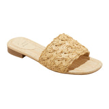 A New Day Width Woven Raffia Slide Sandals with Memory Foam Insole Tan Brown 7W