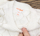 Cat & Jack Girls Button-Front Pointelle Cardigan Sweater Cream Off White XS