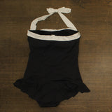 Lauren Ralph Lauren Bel Air Skirted Bandeau One-Piece Swimsuit Black / White 16