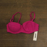 DKNY Textured Molded Balconette Bikini Top Swim Wildberry Textured Pink Purple M