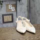 A New Day Milan Slingback Lace Pumps 93708032 Cream Off White 8M