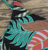 Coco Reef Mesh Tropical Asymmetric Tankini Swim Top Black / Multi 34DD