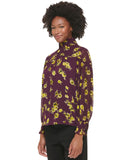 Calvin Klein Womens High Neck Smocked Long Sleeve Blouse M2HAZ558