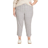 Ava & Viv Womens High-Rise Tapered Pants 89557691 Cream Plaid Off White 26