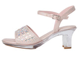Kenneth Cole Reaction Girls Cinderella Shine Block Heel Sandals Blush Pink 12
