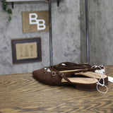 A New Day Twiggy Multi Buckle Mini Heel Flats 94303755 Brown 6M