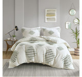 Ink+ivy 3pc Tahli Blend Chenille Duvet Cover Set Green Ivory King / Cal King