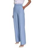 Calvin Klein Womens Faux-Denim Mid Rise Wide-Leg Pants Light Indigo Blue 4