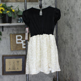 Rare Editions Girls Puff Sleeve Lace Dress H467545 Ivory / Black 12