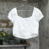 Bar III Eyelet Embroidered Crop Top with Sweetheart Neckline White 16W