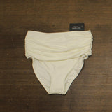 Kate Spade New York Solid Shirred High Waist Swim Bottom Cream Off White M