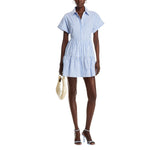 Aqua Womens Stripe Mini Shirt Dress IDL9931 Navy Blue / White S