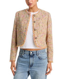 Aqua Womens Cropped Tweed Blazer Jacket IJO31228 Neon Multi 2XS
