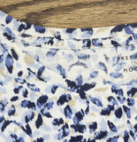 Preswick & Moore Crewneck Short Sleeve Knit T-Shirt Top White / Blue Multi 2X