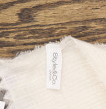 Style & Co. Womens Solid Patchwork Weave Fringe Fuzzy Scarf Ivory White Multi