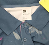 All In Motion Mens Floral Print Textured Polo Shirt 89765666 Blue / Lilac XXL