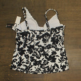 Island Escape Womens Monterey V-Neck Tankini Swim Top N760933 Black / White 14