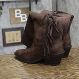 Universal Thread Patsy Tall Fringe Western Boots Cowgirl Chocolate Brown 7M