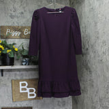 Tommy Hilfiger Womens 3/4 Sleeve Ruffled Hem Dress A3IC15MD Aubergine Purple 10