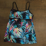 Swim Solutions Control Empire Swimdress One Piece Fiesta Fronds Blue Multi 18W