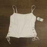 Michael Michael Kors Womens Grommet Side Tie Tankini Swim Top MM30322 White L