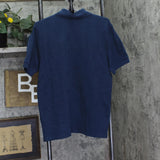 Vince Mens Varigated Textured Short Sleeve Polo Shirt Midnight Sky Blue M