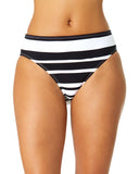 Anne Cole Womens Midrise Stripe Clean Swim Bottoms Bardot Stripe Blue Multi M