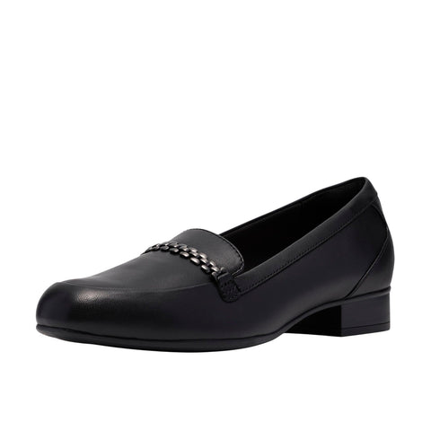 Clarks Juliet Mia Leather Loafer Flat 26186950 Black 5.5M