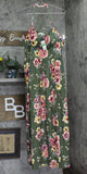 Jamie & Layla Womens Petite Floral-Print Empire Maxi Dress Green Multi PL