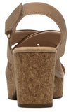 Clarks Womens Platform Cork Nerisa Grace Wedge Sandal Sand Nubuck Brown 8.5M