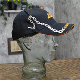 HDS Mens Chain Embroidered Strap Baseball Hat Cap Black / Orange OS