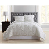 Truly Soft Pleated Duvet Set Ivory Polyester 3-Piece Ivory Off White King